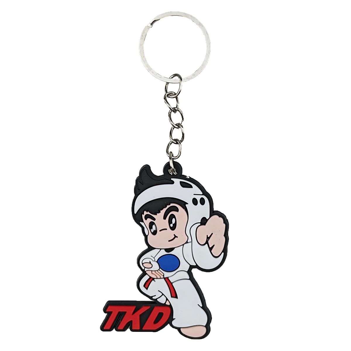 Playwell Unisex Kids White Martial Arts Key Rings - Childrens Taekwondo Rubber Cartoon Style Key Chain (H554)