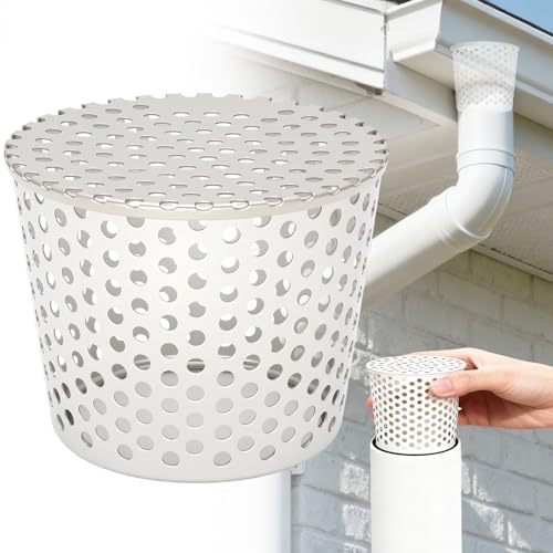 Rejilla Desague Ducha Jardin, Tapa Desague Terraza, Canalones Y Bajantes, Canalones Pvc Para Lluvia Tejado, Sumidero Terraza, Protector de Canalon de Acero Inoxidable, Para Filtrar Hojas (90-110mm)