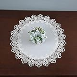 mylacerhome 2 Pack White Floral Lace Macrame Embroidered Round Doilies for Dressers Placemats Table