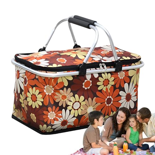 Cesta térmica aislada, cesta de la compra aislada | Bolsa isotérmica portátil plegable de 30 l con asas | Bolsas reutilizables para pícnic al aire libre, cesta de almacenamiento para calentar