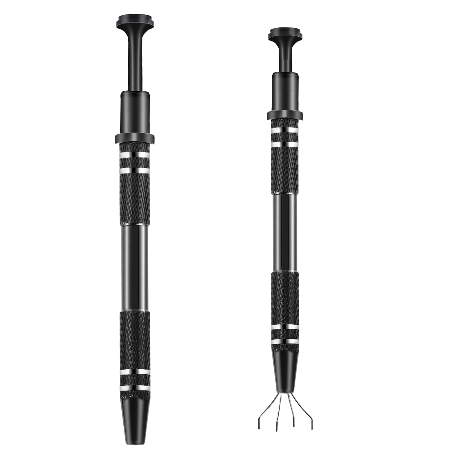 2Pcs 4 Prongs Jeweler's Pick Up Tool Stainless Steel Piercing Ball Grabber 4 Prong Diamond Claw Tweezers Pearl Grabber Pick Up Tool for Tiny Objects