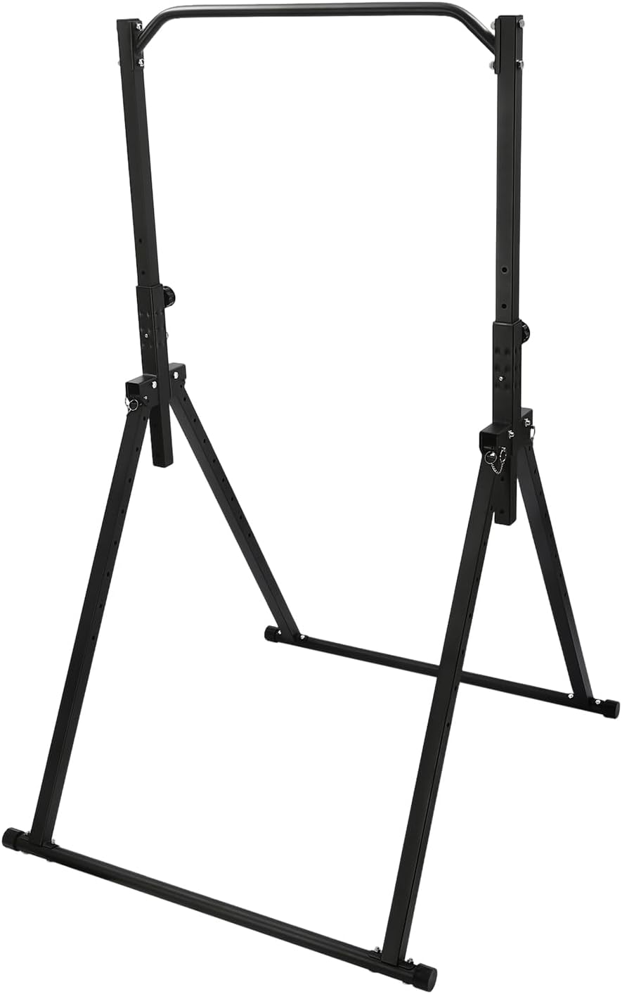 Foldable Pull Up Bar, Power Tower Workout Dip Station, Adjustable Height Home Pull Up Bar, Multifunction Fitness Tower Station Training Equipment, for Home Gym Strength Train 440LBS