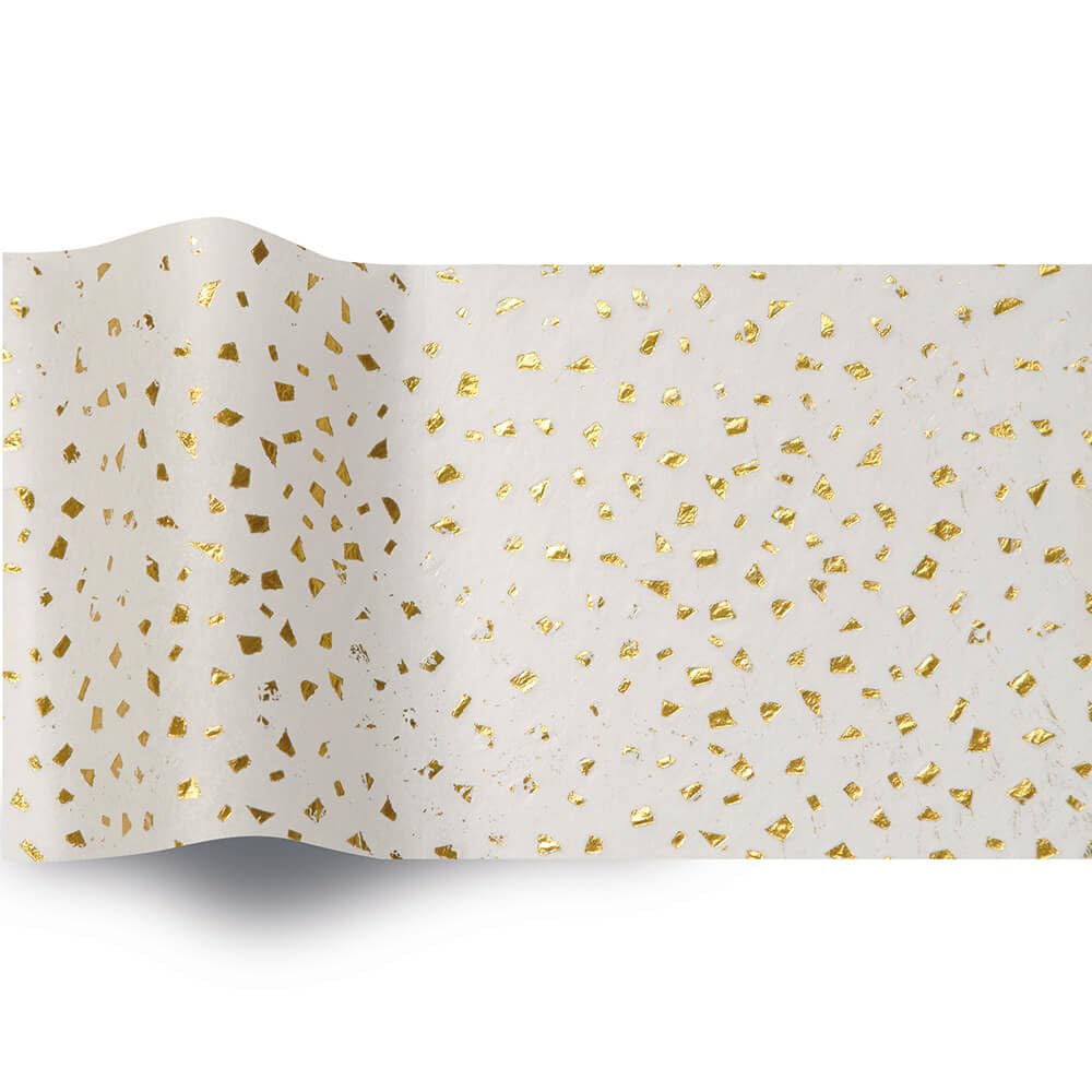 Rotim Seidenpapier 50x76cm Weiß mit Goldreflexen - 200 Blatt - Verpackungsmaterial - Geschenkpapier, Dekoration