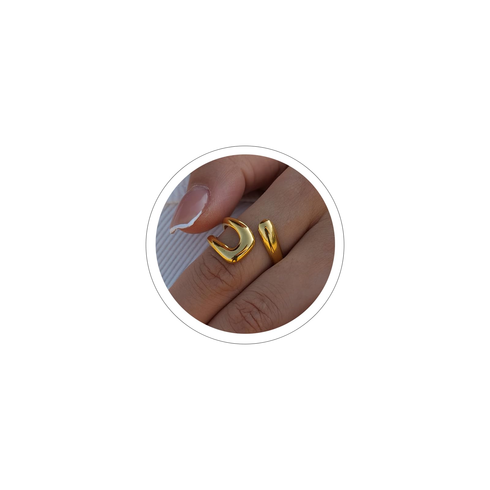 Sora TukiChunky Gold Rings for Women Adjustable Silver Bold Thick Rings Gold Statement Rings Open Dome Ring Chunky Silver Rings for Women Minimalist Simple Rings