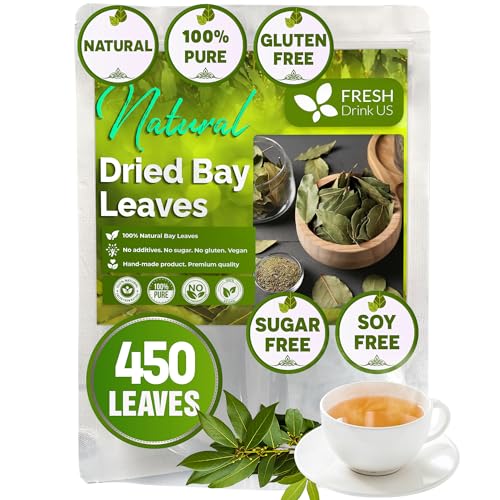 Image of FreshDrinkUS, Premium 450+ Dried Bay Leaves, Bay Leaf Tea, Bay Leaves Spice, Whole Nice Leaves, Wildcrafted, Fresh Harvested, Bay Leaves For Cooking, Sugar-Free, Gluten Free, Caffeine Free, Vegan