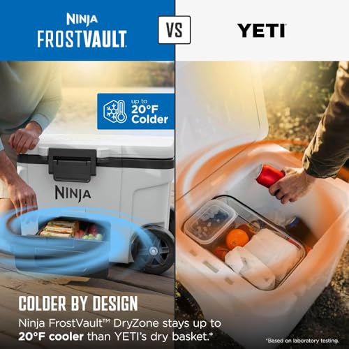 Image of Ninja FrostVault | 65qt Wheeled Cooler with Cold Dry Zone | Integrated Fridge-Temp Dry Storage Drawer | Premium Heavy-Duty Insulated Cooler | Keeps Ice Cold for Days | Smokey Mauve | FB265MV