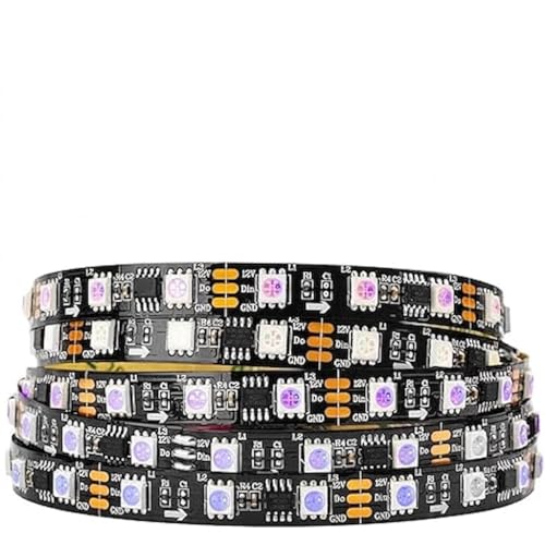 Image of WS2811 12V Addressable RGB LED Strip Light (5M), 300 LEDs, Chasing Rainbow Effects, Black PCB, Ideal for Gaming Setup, False Ceiling & DIY Projects