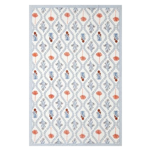 Image of BLOCKS OF INDIA 200TC Diwan Set Cotton 8 Piece | Deewan Printed Bedsheet Sets for Living Room Hall (Set of 8 Piece, 1-Bed Sheet | 2-Bolster Cover | 5-Cushion Cover (Color 51)