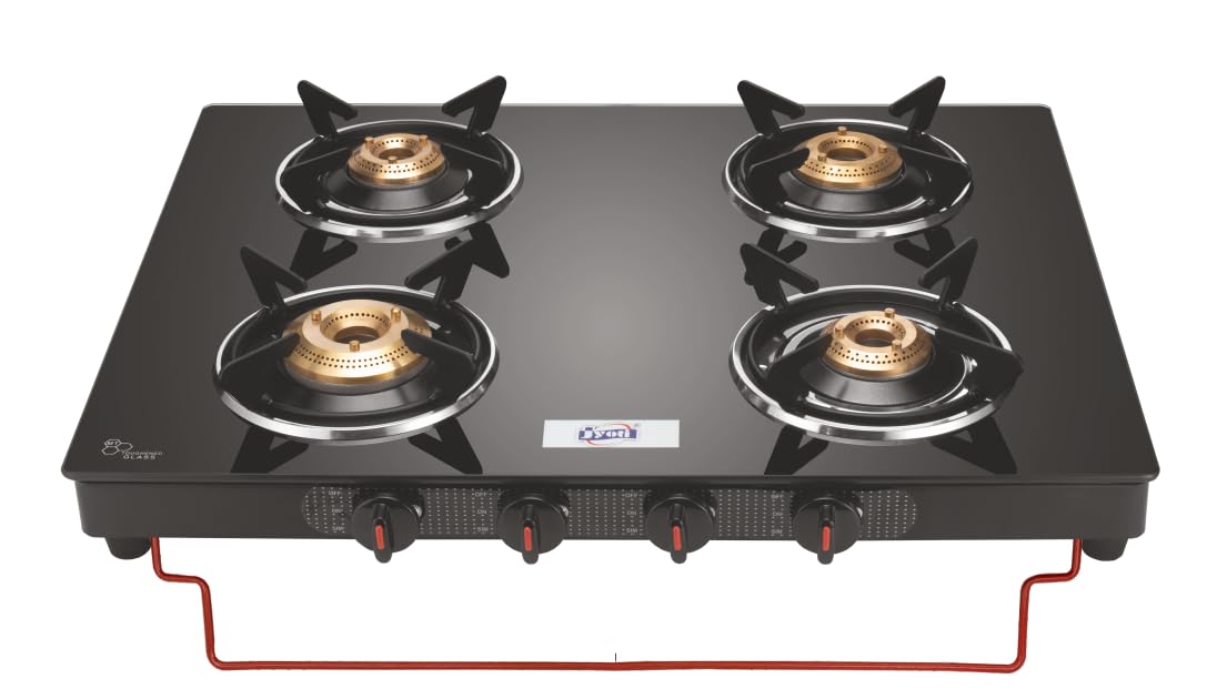 Jyoti 410 Black LC with lift to clean Stand | 4 Burner Glass Gas Stove | Toughened Glass Cooktop with 5 year Manufacturer's Warranty on Glass | Brass Burners (4 Burner)-image-40