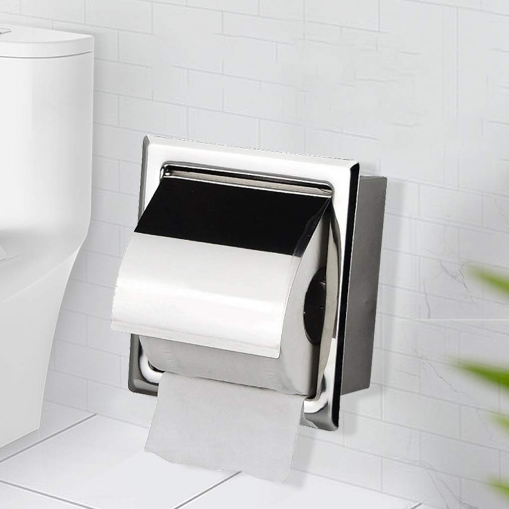 Stały uchwyt na papier toaletowy, Bathroom Toilet Paper Holder Stainless Steel Wall Mounted Concealed Waterproof 152x162x70mm