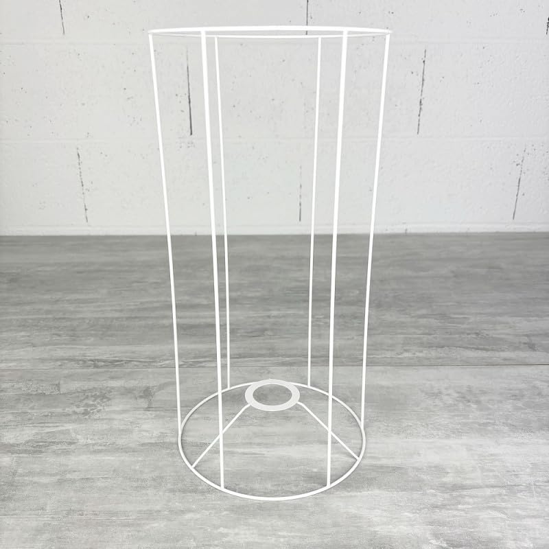 Lealoo Armature Ronde Blanche pour Abat-Jour, Hauteur 40 cm et Diam. 20 cm, Douille E27, 38mm, Colonne