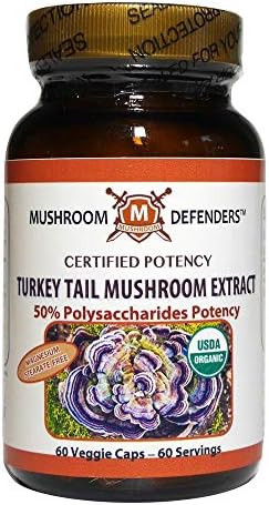 Turkey Tail Organic Extract 50% Polysaccharide Potency Mushroom Defenders 60 Ve