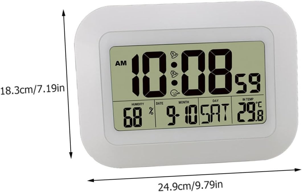 Cabilock Multi Function Digital Alarm Clock with Display Wall Hanging Table Use Temperature Humidity Monitor Date Reminder Stylish Decor Clock