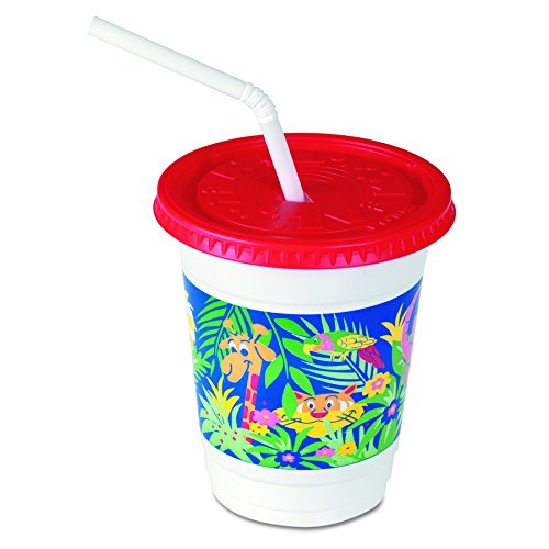 Solo CC12C-J5145 12 oz Jungle - Kids Plastic Cup/lid/straw (Case of 250 Sets)