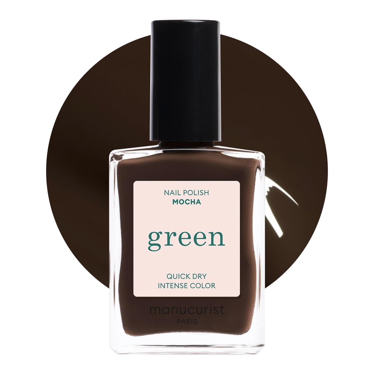 Manucurist - Green Smalto Unghie Mocha Marrone Scuro - Smalti per Unghie classico 9-​Free - Smalto Marrone Vegano e di Origine Biologica (80%) - Manicure Professionale - 15ml - Nail Polish