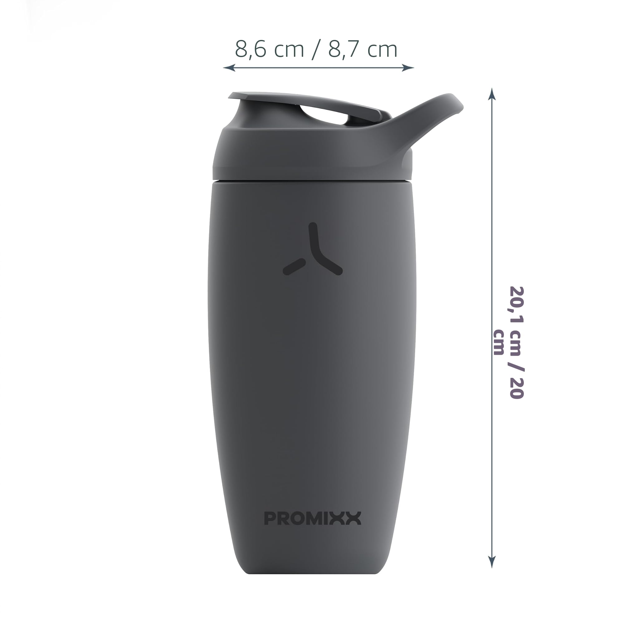 Promixx Pursuit Shaker Bottle New Edition - Borraccia termica in acciaio inox e tazza frullatore, 550ml, Grigio Grafite