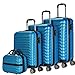 Produktbild NEWTECK - Gepäck-Set und Kulturbeutel 4 Stück Blau, groß 75cm, mittel 63cm, klein 53cm und Kulturbeutel, ABS, starr, widerstandsfähig, 4 Doppelräder, leicht, seitliches Kombinationsschloss