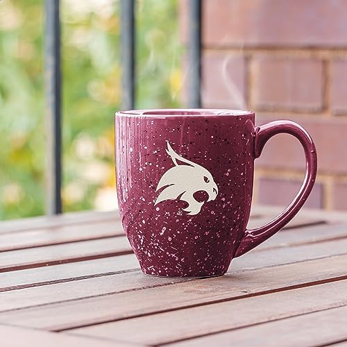 Image of Rico Industries NCAA Texas State Bobcats Maroon Personalized 16 oz Team Color Laser Engraved Speckled Ceramic Coffee Mug