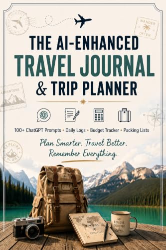 The AI-Enhanced Travel Journal & Trip Planner: 150+ ChatGPT Prompts to Plan Any Trip, Budget Tracker, Packing Lists & 25-Day Travel Logbook for Solo Travelers and Budget Adventurers
