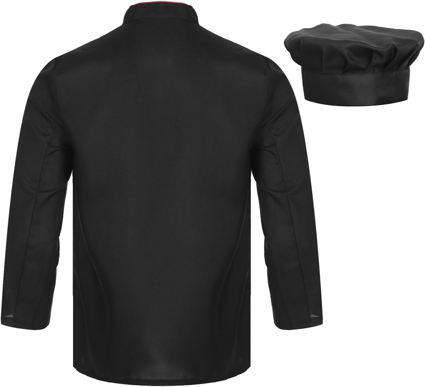 Men's Chef Jacket Coat Long Sleeve Work Uniform with Hat Canteen Hotel Restaurant Workwear