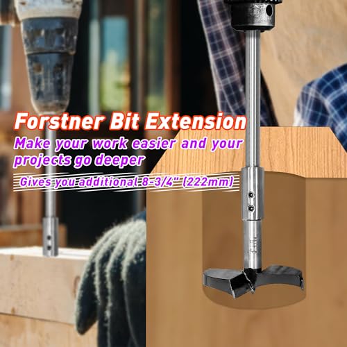 ASNOMY 254mm Extra lang verlängerung für forstnerbohrer mit 3/8-schaft, Verlängerungsschaft Für besonders tiefe Lochfräsungen und Durchbrüche