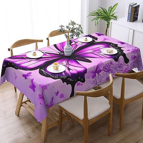Nappe rectangulaire motif papillon violet 137x183 cm imperméable