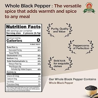 Laxmi Black Pepper Whole Peppercorns 200gm | Tellicherry Black Peppercorn | Premium quality and high value Peppercorns, black | Ethical sourced