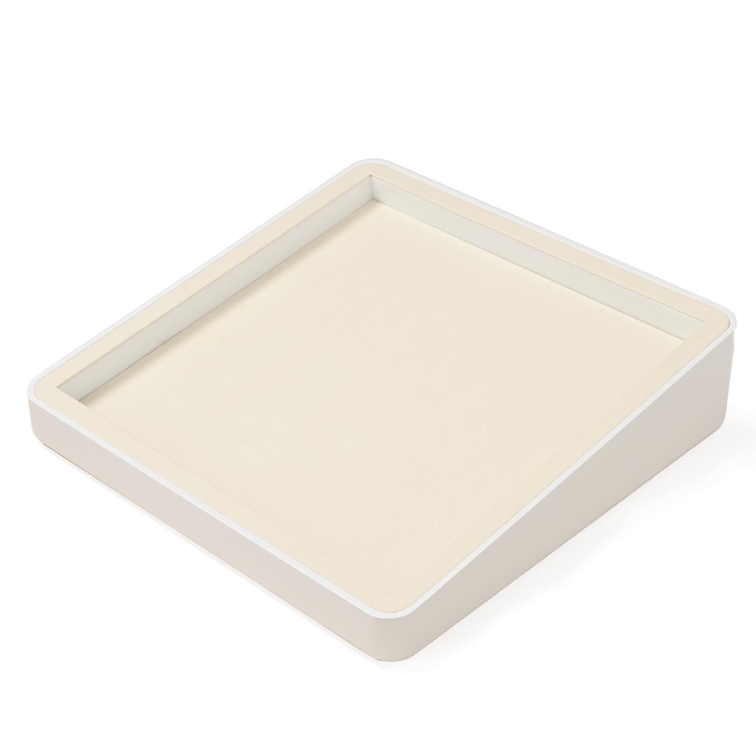 Oirlv Plateau à bijoux en microfibre pour collier, bracelet, bague - Assiette vide (beige)