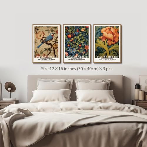 Vintage Floral Bird Framed Canvas Wall Art Set of 3, 12x16 inch by ILLBDR - Used condition - Image 4