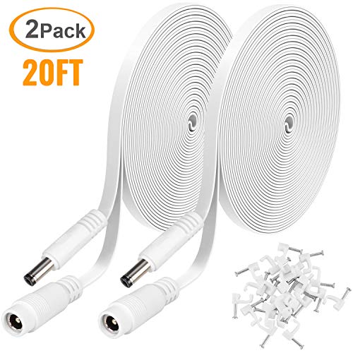 Uogw 2 Pack Dc Power Extension Cable 20Ft 2.1Mm X 5.5Mm Compatible With 12V Dc Adapter Cord For Cctv Ip Camera, Led, Car, White #TOP7