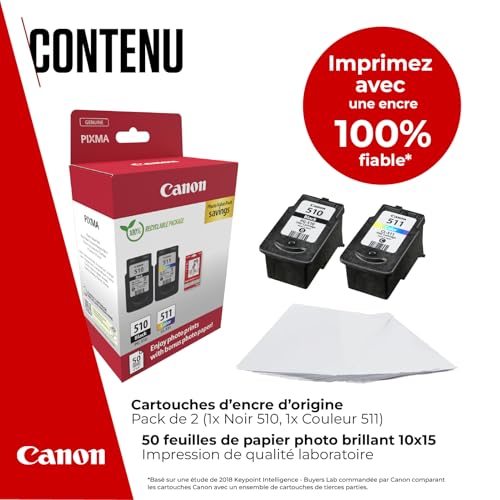 Pack De 2 Cartouches + Couleur + Papier Photo Canon Pg 510 / Cl 511 Canon - vue 5
