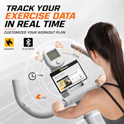 Image of Exercise Bike, Stationary Bikes for Home, Compact Indoor Cycling Bike | with Tablet Mount, with Exclusive Heart Rate Sensor and APP Sync, with Continuously Variable Resistance