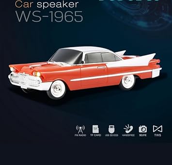 Araba Görünümlü Taşınabilir Kablosuz Bluetooth Hoparlör, FM Radyo, SD Kart, USB, MP3, Retro, Turuncu, WS-1965