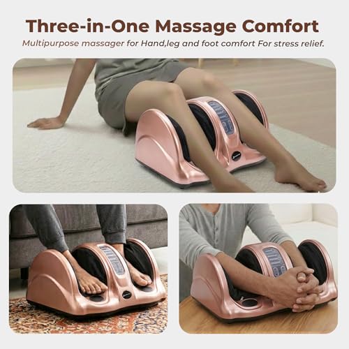 Image of Durafit91 Electric Foot Massager for Pain Relief, Feet Massager with Hand Simulation Massage, Air Compression, Shiatsu, Deep Kneading , Blood Circulation, Relaxation & Stress Relief, Portable Massager Rose Gold