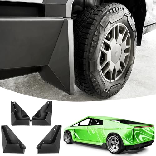 Image of LEPZ Mud Flaps for Tesla Cybertruck Accessories 2024 2023 No Punching Required Front and Rear 4PCS Splash Guards Exterior Accessories for 2024 Cybertruck