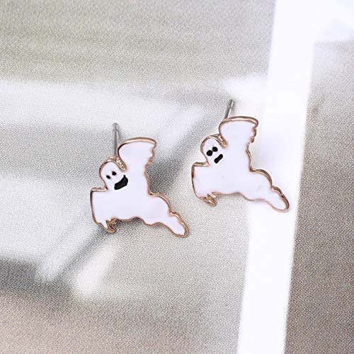 Halloween Earring Set 5 Pairs Stud Earrings Orange Pumpkin Bat Ghost Earrings For Women Girls (5 Pair) #TOP5