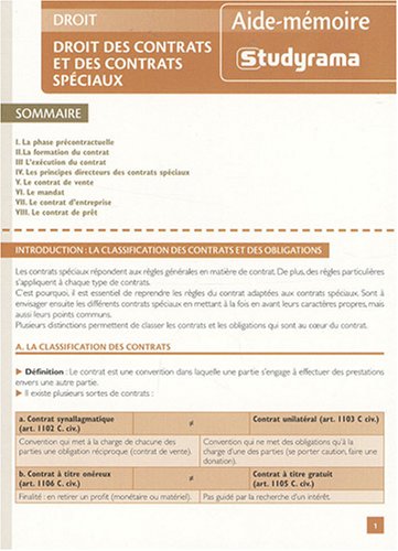 Droit des Contrats et des Contrats Speciaux