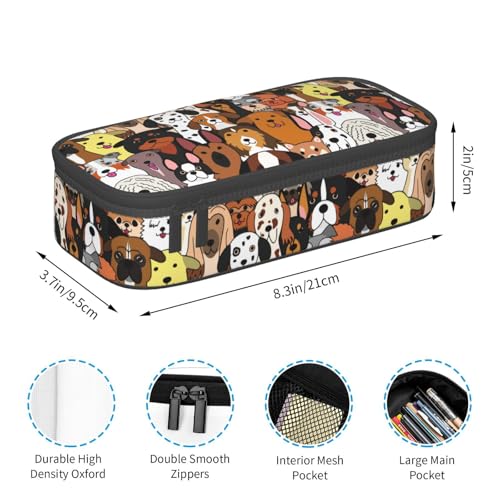 Image of Dog Puppy Cartoon Face Pencil Case Organizer Big Capacity Pencil Pouch Stationery With Zipper School Supplies Pencil Bag For Girls Boys Office
