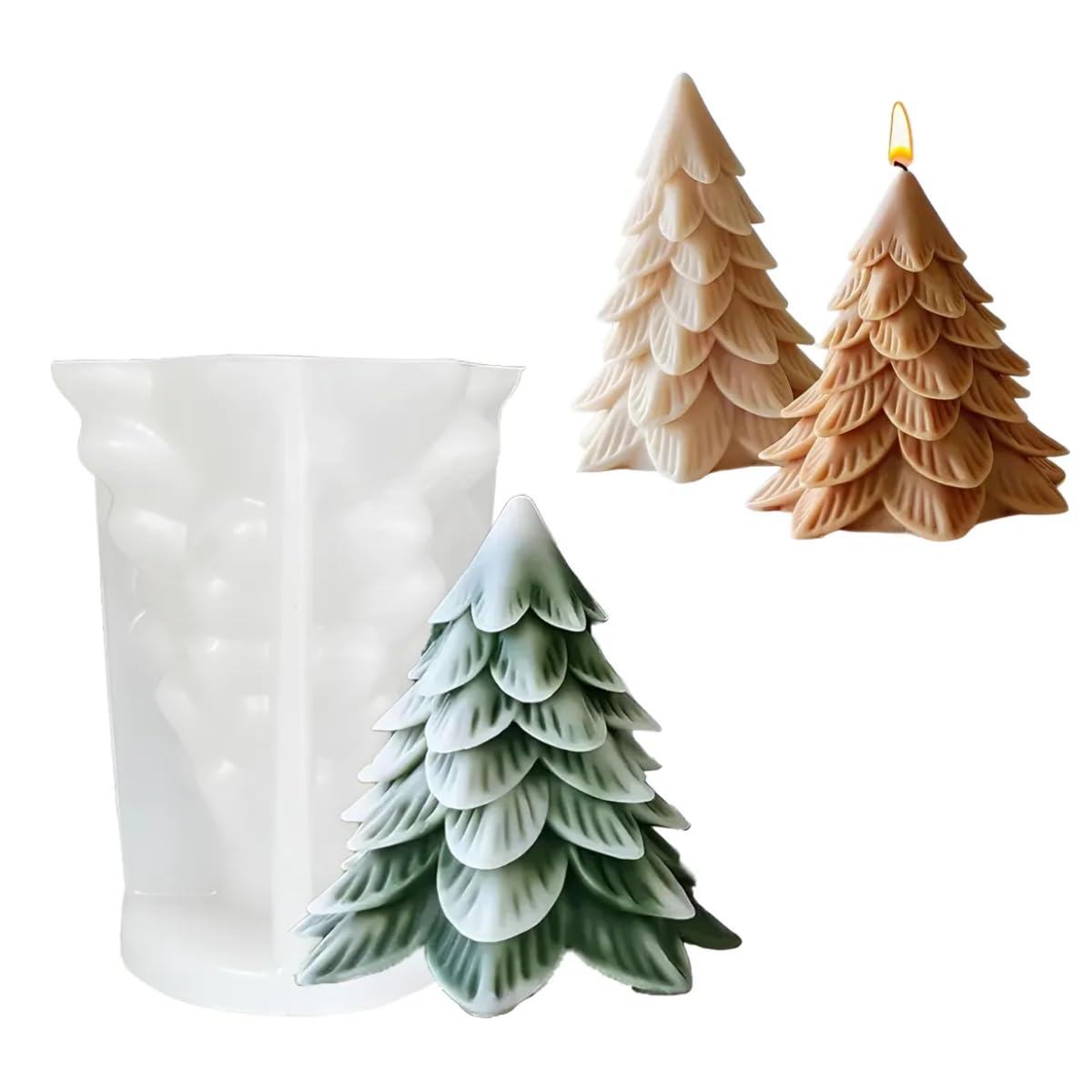 Decorative Christmas Tree Candle Mold Silicone Soap Epoxy Resin Wax Mold 3D Xmas Tree Moulds for Candle Making Craft Cake Chocolate Making DIY Christmas Party Gift Home Party Decoration-image-20