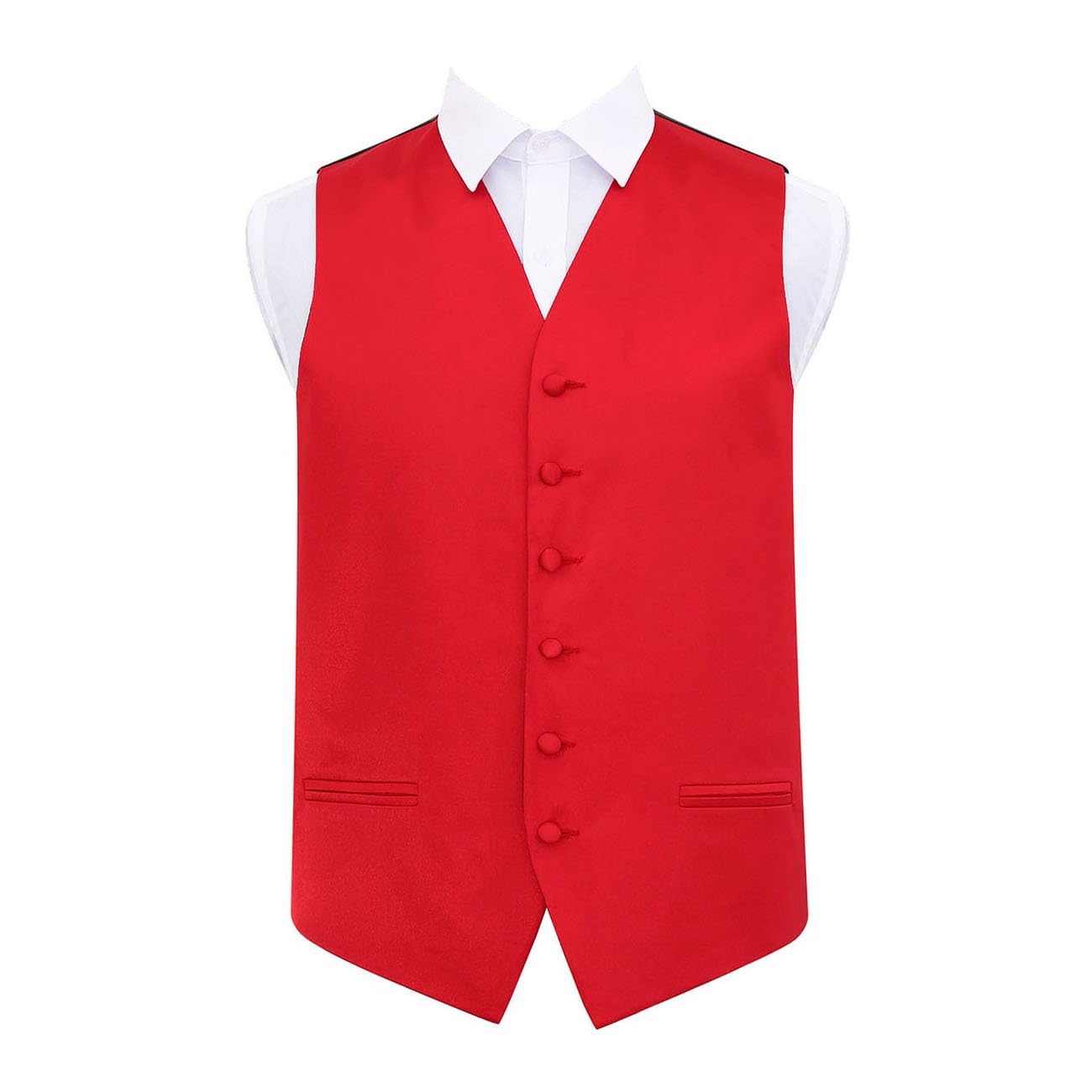 Dqt Men's Red Plain Glossy Satin Classic Waistcoat - Wedding, Business & Formal Suit Vest - 44" (2Xl)