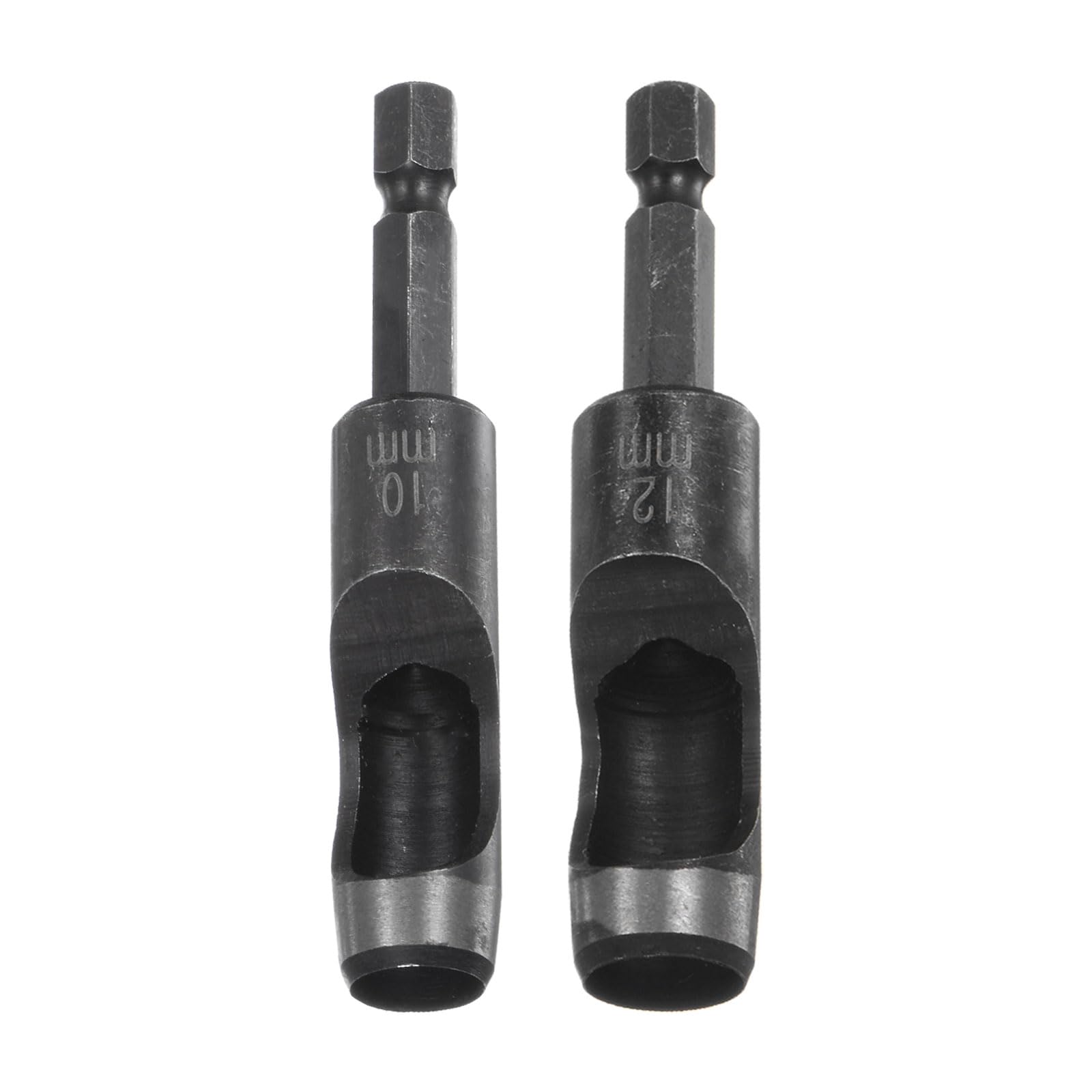HARFINGTON 2pcs 10mm,12mm Leather Hollow Hole Punch 1/4" Hex Shank for Drills, Belt Hole Punch Punching Cutter Tool for Leathercraft Working