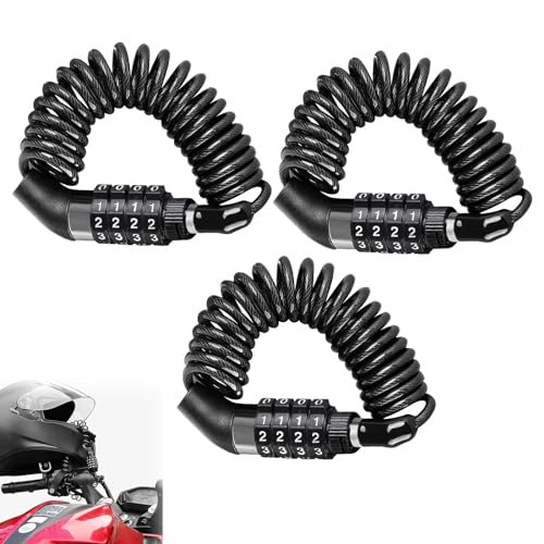 3 Stück Helmschloss Motorrad Helmschloss Fahrrad 150cm/3,5mm Kabelschloss...