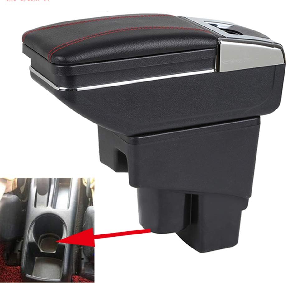 Leather Car Center Console Armrest Box Replacement for Hatchback Honda Fit/Jazz 2002 2003 2004 2005 2006 2007 (Fit Hatchback Only!Not Fit The Sedan Model) Armrests Storage Box (Black)