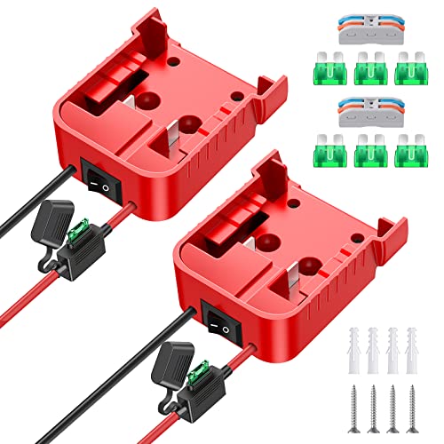 2 Packs Power Wheel Adapter for Milwaukee M18 Battery Adapter 18V Power Wheel Battery Conversion Kit with Switch Fuse & Wire Terminals 12AWG Wire Power Connector for DIY Rc Car Toys and Robotics