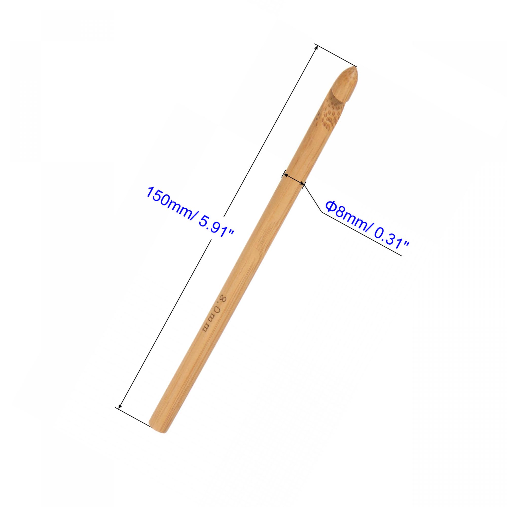 MACHSWON 8.0mm Wooden Crochet Hooks Knitting Needles for DIY Craft Yarn 6Pcs - Image 2