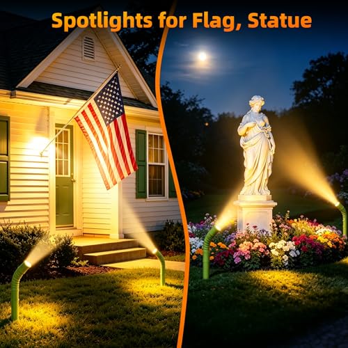 Collasis Solar Garden Lights, Solar Pathway Lights Outdoor 4 Pack, 3500K Warm LED Solar Lights Outdoor Waterproof with Split Design Flexible Bend Bamboo Stakes for Yard Lawn Patio Decor Outside — view 2