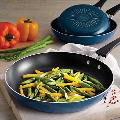 Tramontina Aluminum Navy Blue Fry Pan Set of 3 - Thumbnail 3