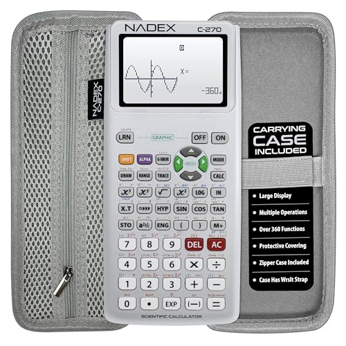 Scientific Calculator with Graphing, Includes Carrying Case, for College and High School Students, Calculus, Algebra, Geometry, Trigonometry, Statistics, Physics, Chemistry, Silver