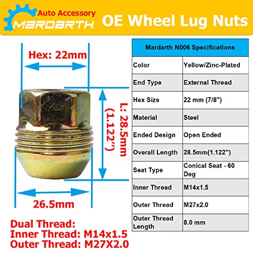 Image of 32PCS 14mmx1.5 OEM Factory Wheel Lug Nut for Sliverado Sierra 2500HD 3500HD