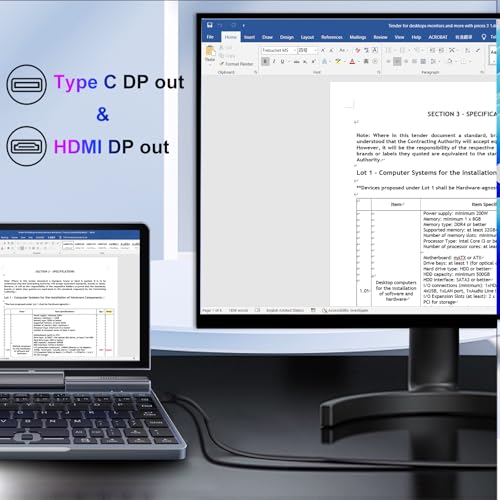 KOOSMILE 8 Touchscreen Laptop, Mini Laptops 2 in 1 Laptop mit Tastatur 12 GB LPDDR5-RAM, 512 GB/1 TB SSD, Wi-Fi 6, BT 5.2, HDMI, 2-MP-Kamera, Convertible Computer (N150-12GB+512GB)